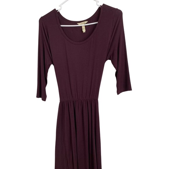 Matilda Jane Womens Burgundy 3/4 Sleeve Dress With Attached Belt & Elastic Waist - Picture 9 of 9